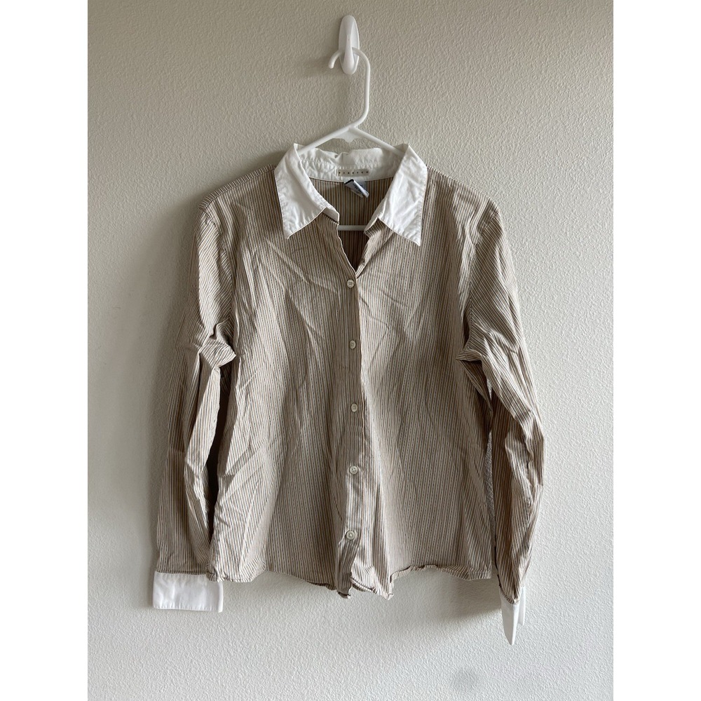 Vintage Y2K Old Navy Striped Long Sleeve Button Up Shirt Women XL  Collar 90s
